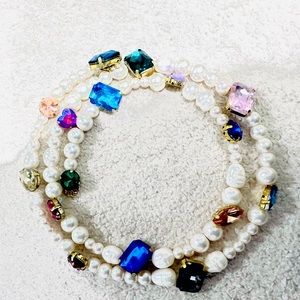 Jeweled white water pearl necklace